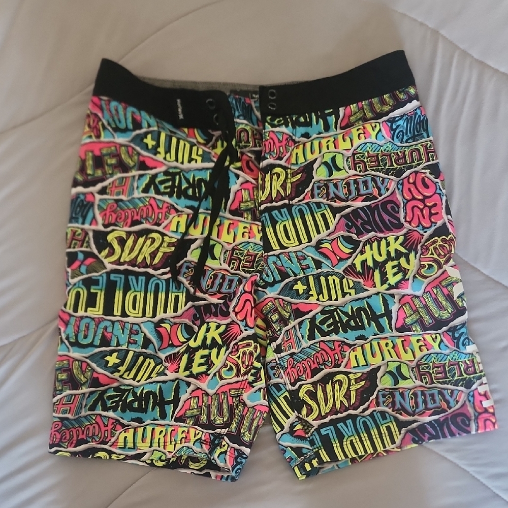 Boys Hurley Neon Graffiti Board Shorts Swim